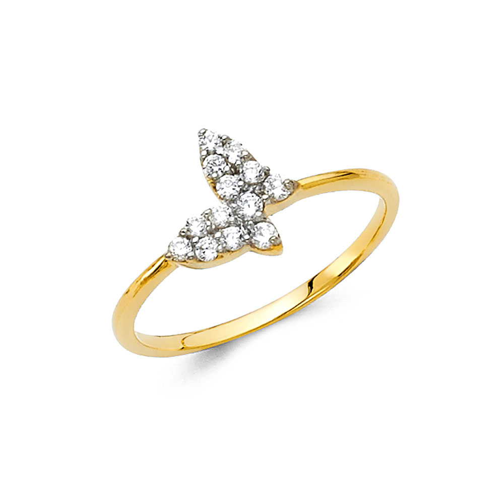 Lady's Yellow 14 Karat Butterfly Ring Length 10 Style: Fashion