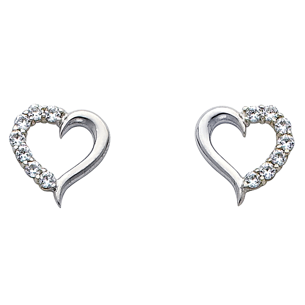Lady's White 14 Karat Heart Earrings Length 13
