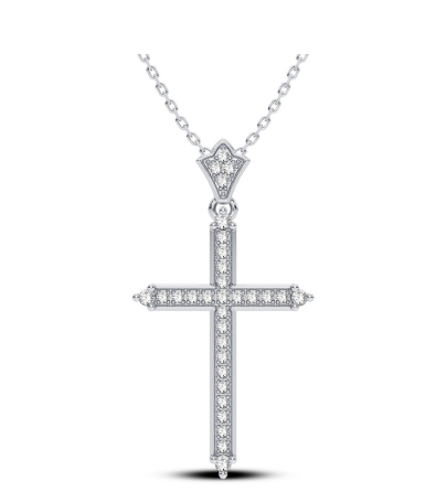 14k w/gd 0.17 ct diamond cross pendant