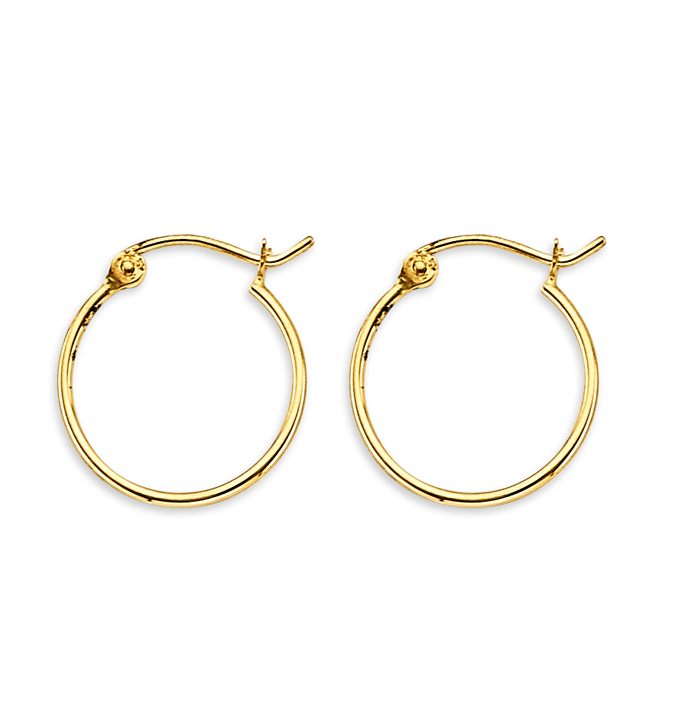 Lady's Yellow 14 Karat Tub Hoop Earrings Length 15
 1mm