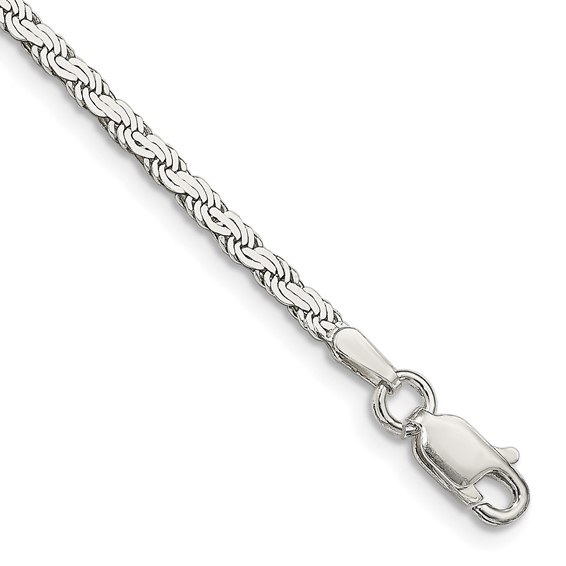 White Sterling Silver Bracelet Flat Rope
Length: 8"