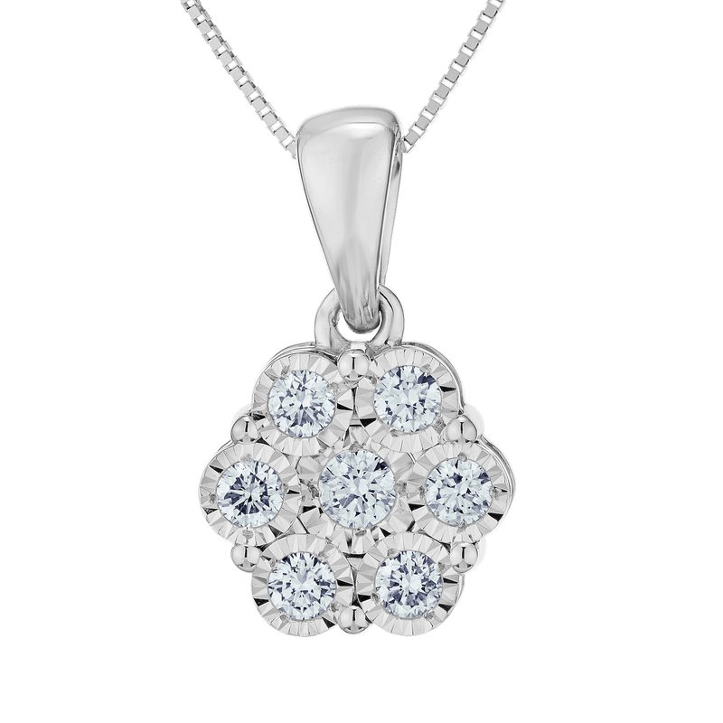 Lady's 10 Karat Flower Necklace 7 1.00tw Round Diamonds 
Color: White
Length: 18"