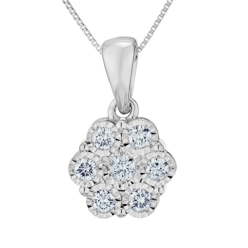 Lady's 10 Karat Flower Necklace 7 0.25tw Round Diamonds 
Color: White
Length: 18"