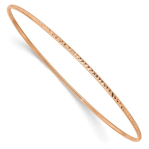 Rosé 14 Karat Diamond Cut Bangle