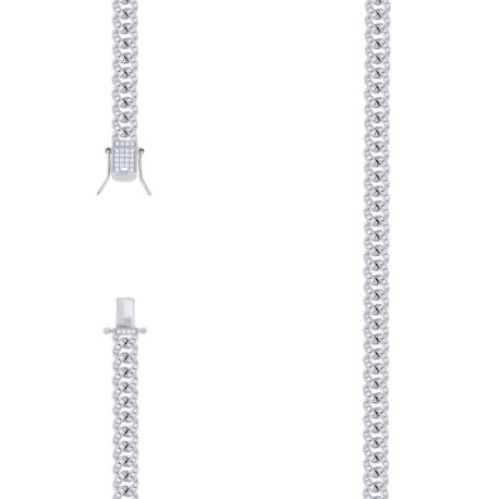Sterling Silver Cz Miami Cuban Rhodium Bracelet 9" 6.5mm