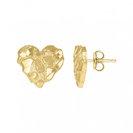 Lady's Yellow 10 Karat Heart Earrings Length 11.01 Style: Nugguet
Finish: Nugget