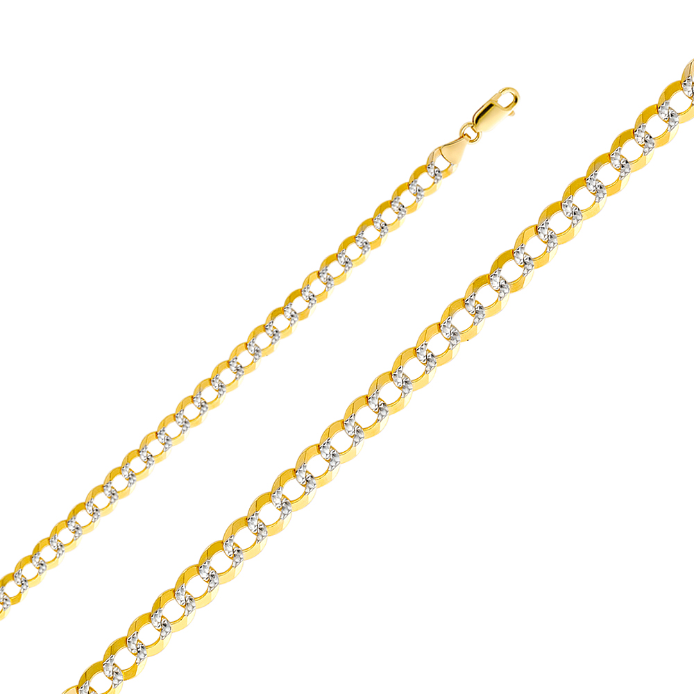 Gent's Two-Tone 14 Karat Bracelet Style: Cuban-pave
Length: 8.5 7mm