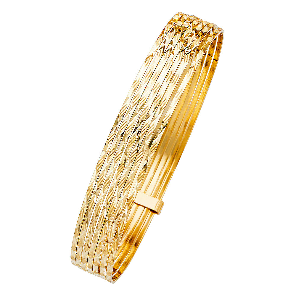 Ladies Yellow 14 Karat 7DAYS Bangle Diamond Cut Bangle Length: 7'
