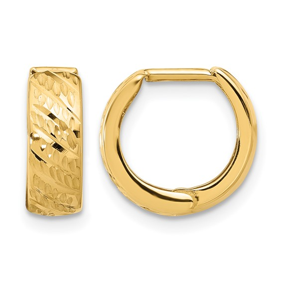 Lady's Yellow 14 Karat Diamond Cut Huggie 12.56X13.04 Earrings