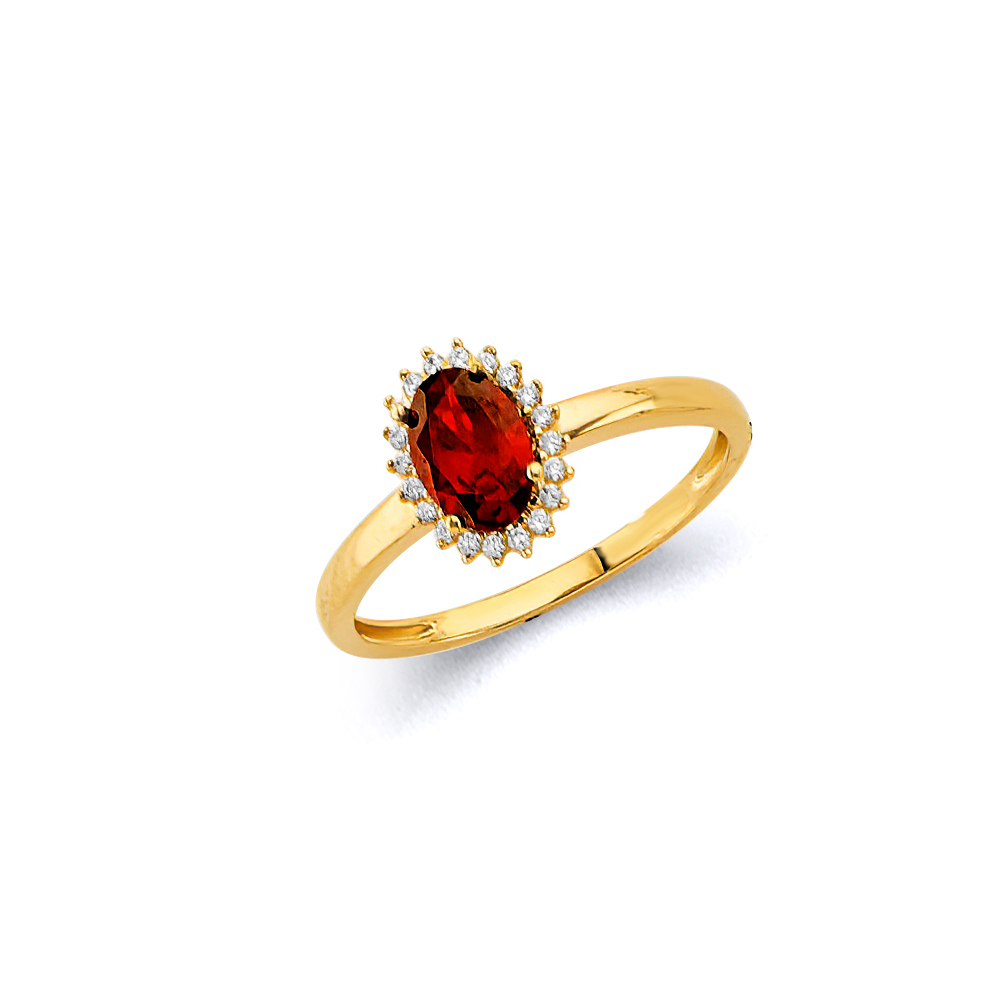 Lady's Yellow 14 Karat Cz Oval Ring-Oct