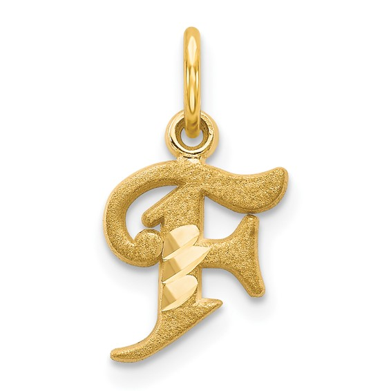 Yellow 14 Karat Initial F pendant Length: 16.97