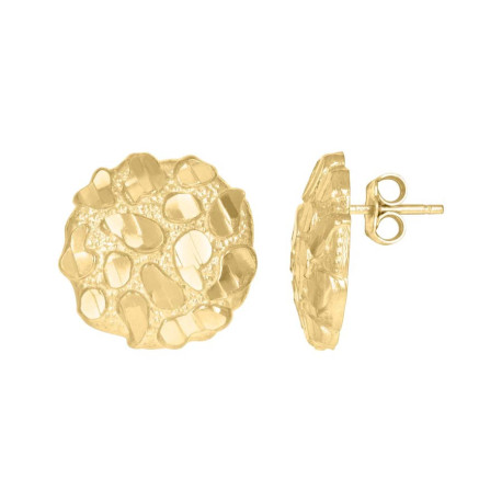 Lady's Yellow 10 Karat Round Earrings Length 13.7 Style: Nugguet
Fini