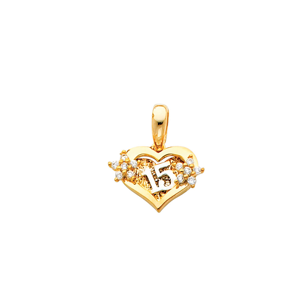 14K 2T Cz 15 Years Pendant 15X10