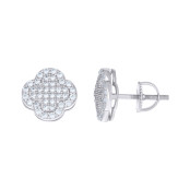 Sterling Silver  Cz  Clover Earring