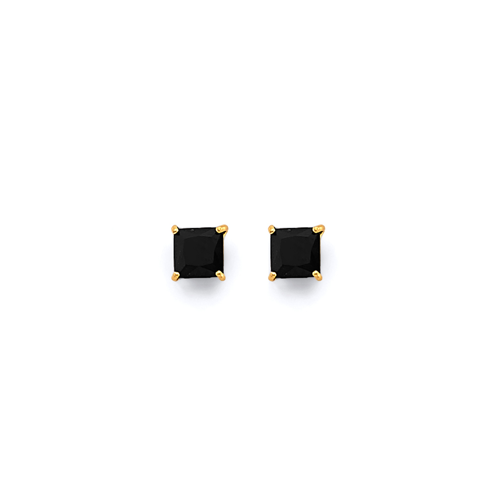 Lady's Yellow 14 Karat Black Cz Earrings Length 2 
Finish: Polished