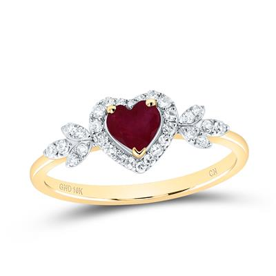 Lady's Yellow 10 Karat Fashion Ring = 0.20tw Round Diamonds
one = 4.50mm Heart Ruby natural gem Finish: Polished
Gender: Ladies