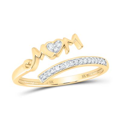 Lady's Yellow 10 Karat MOM heart Fashion Ring Length 6.41 = 0.083tw Ro