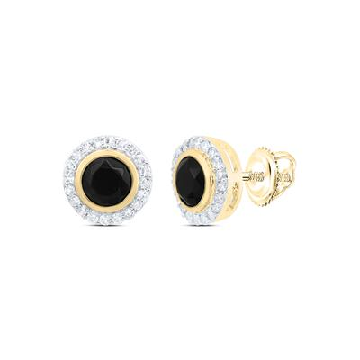 Lady's Yellow 10 Karat Earrings 0.167tw diamond and 4.20mm round onix black Earrings
Length: 8
Gender: Ladies