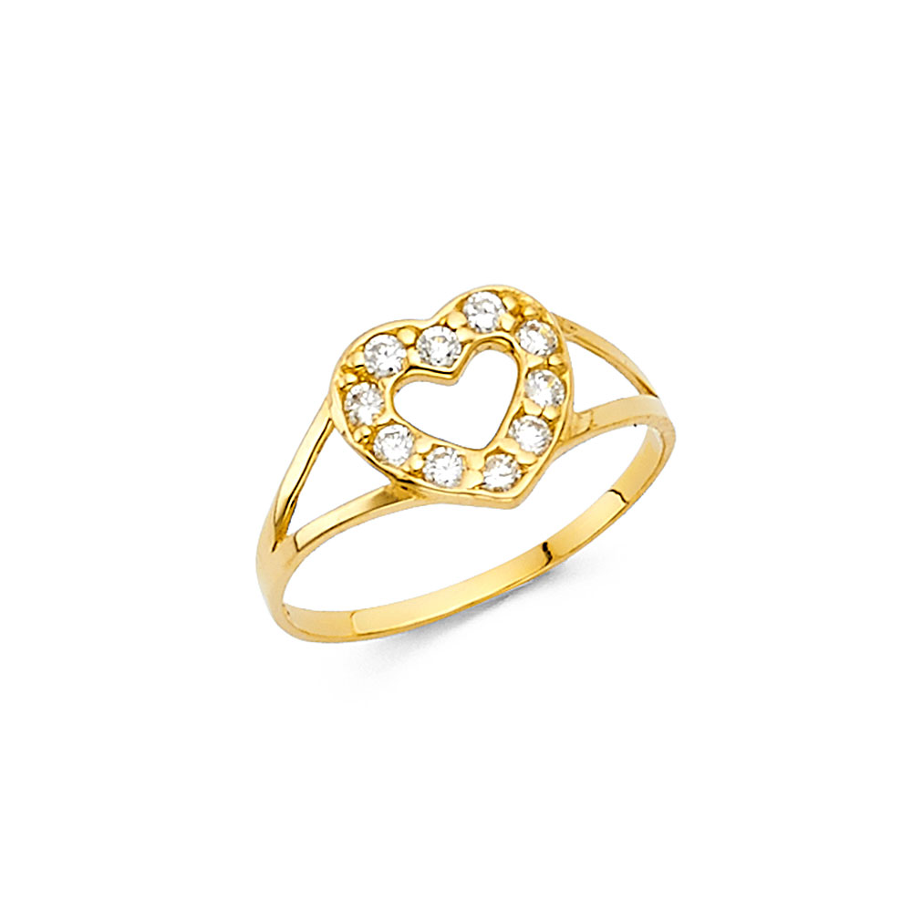 Yellow 14 Karat Cz Heart Ring
Finish: polished