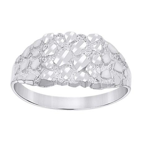 Gent's White Silver Nugget Ring Length 11.3