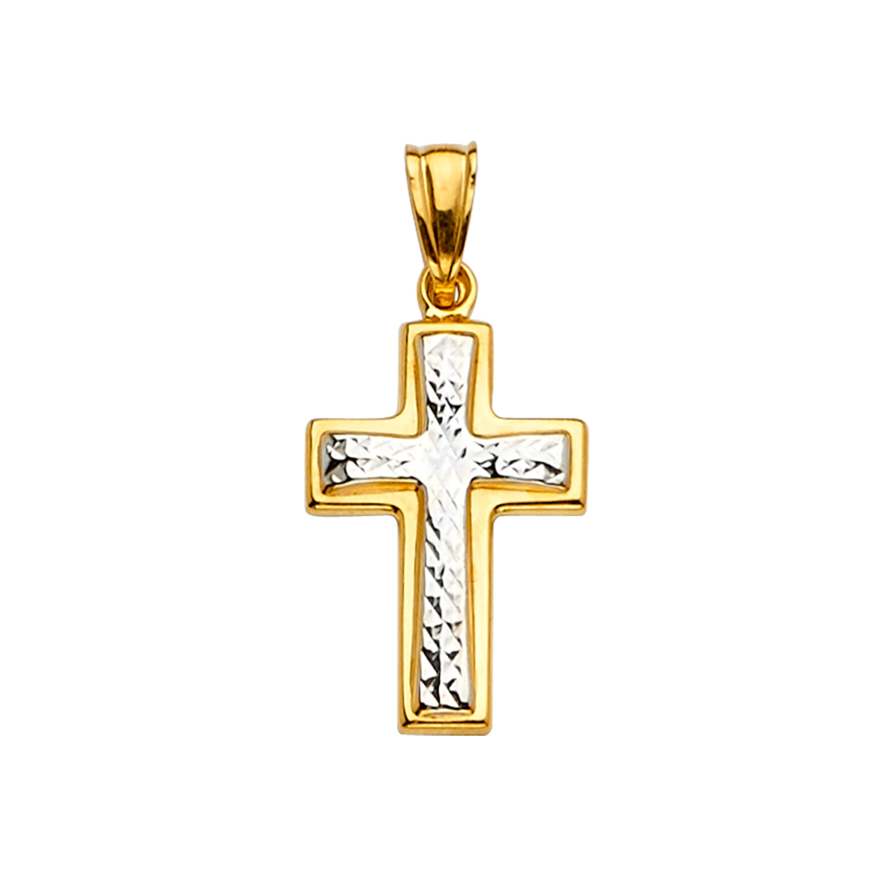 Two-Tone 14 Karat Cross Pendant 
Length: 27