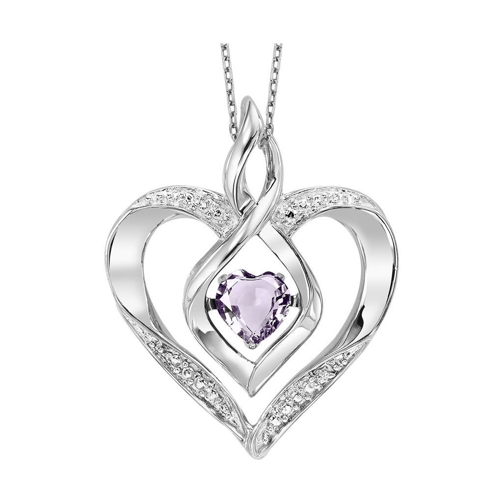 White Sterling Silver Heart Necklaces one 0.25ct Heart Created-Syn Ale