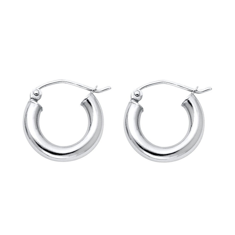 14KW 3mm Plain Hoop Earrings.