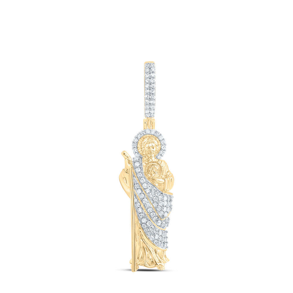 Yellow 10 Karat Pendant 0.5tw Round Diamonds St. Jude Length: 44.95