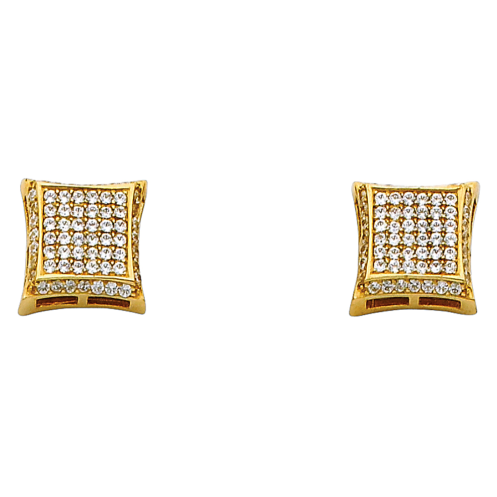 Lady's Yellow 14 Karat Square cz Earrings Style: Fancy
Length: 9.52