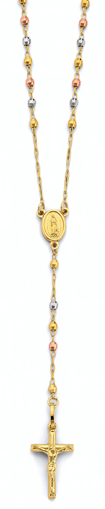 14K 3C 2.5mm Disco Ball Rosary Necklace
