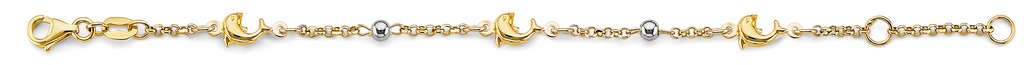 14 Karat Baby Dolphin Bracelet 
Length: 6"