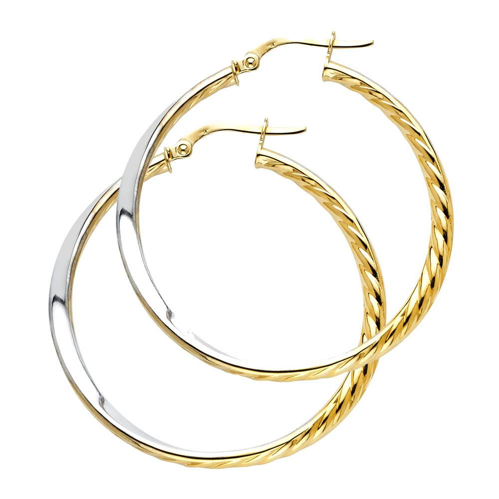 Lady's Two-Tone 14 Karat Fashion hoops Length 38x38mm