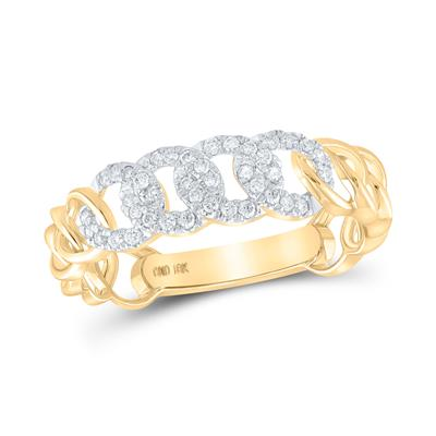 Lady's Yellow 10 Karat Fashion Cuban Ring 0.17tw Round Diamonds Style: Fashion
Finish: Polished
Gender: Ladies