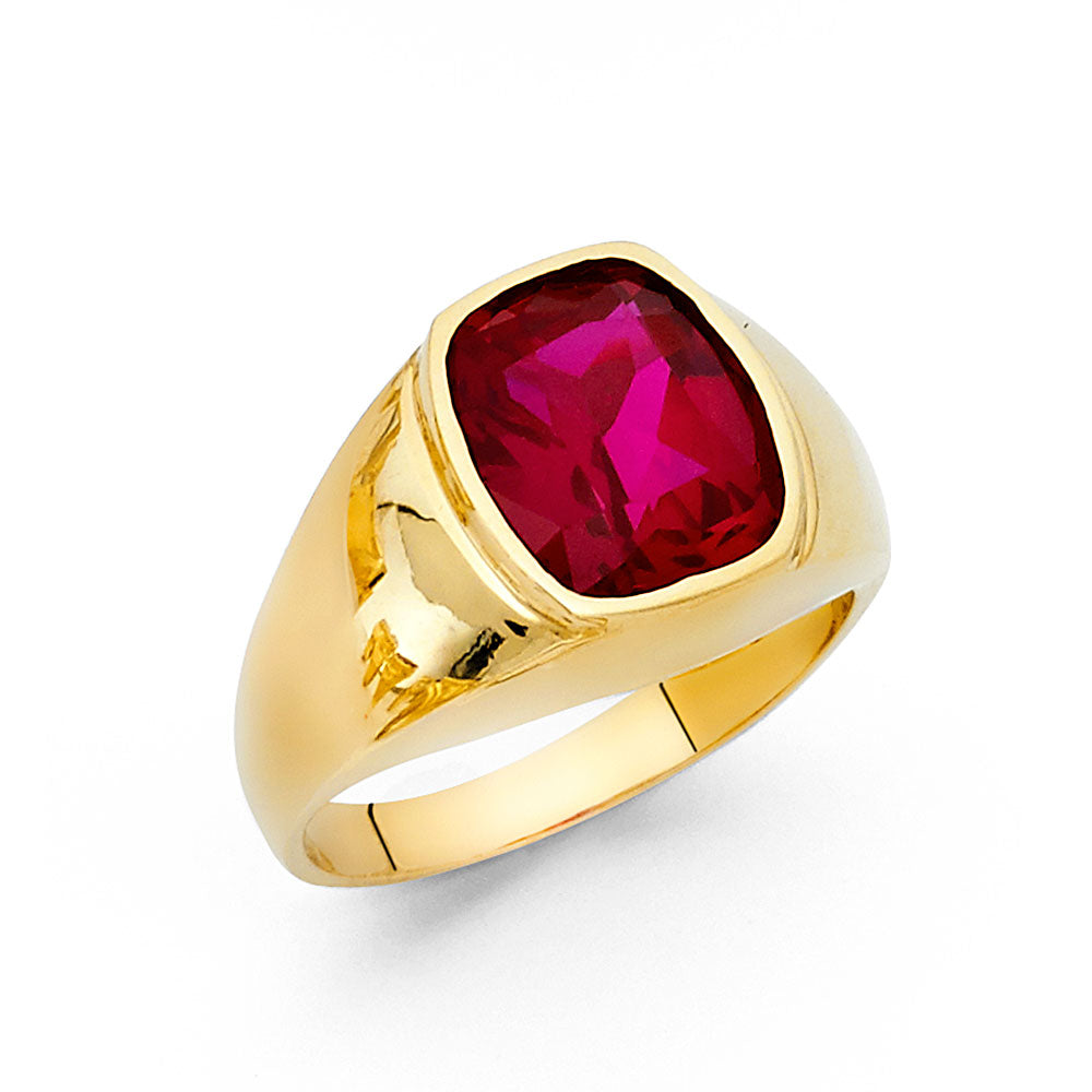 14K Y/GD CZ RED MEN RING