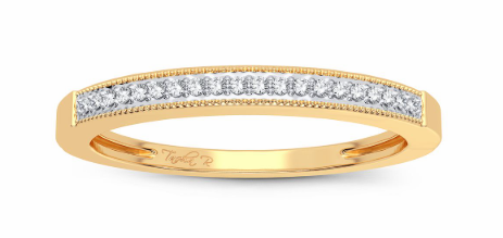 Lady's 10 Karat Wedding Band Size 7 0.05tw Round Diamonds Color: Yello