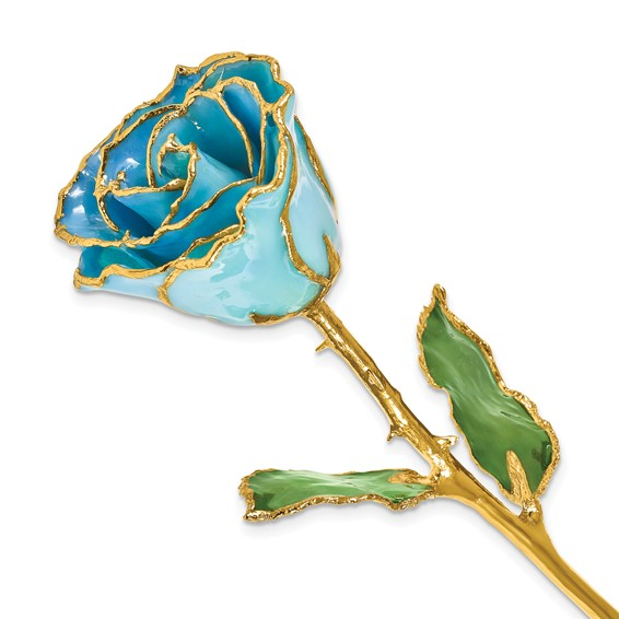 Preserved 24k gold. Ligth blue flower
