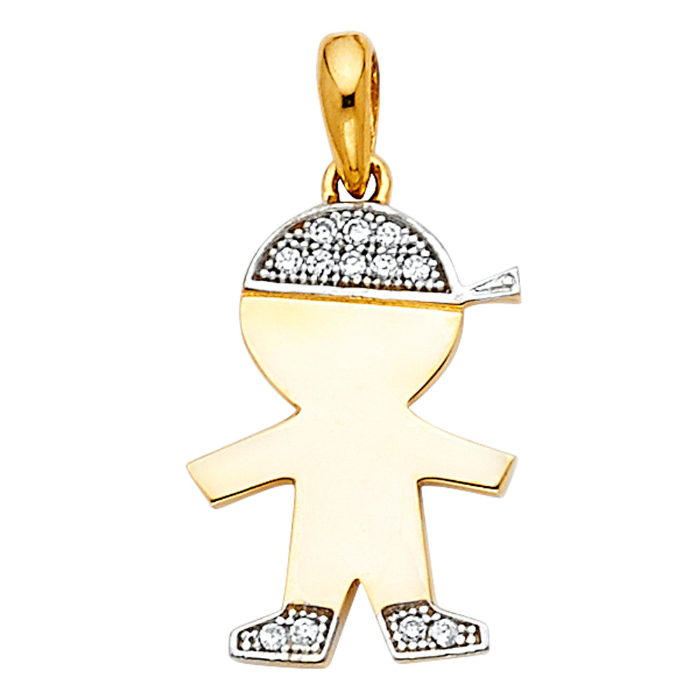 14 Karat Cz Boy Charm 16X22mm Color: Two-Tone