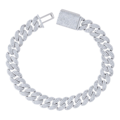 White Sterling Silver Moissanite Bracelet Length: 8"