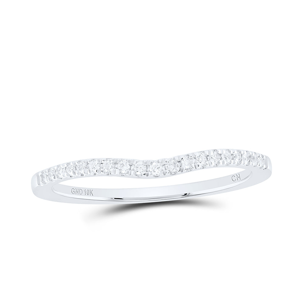 Lady's White 10 Karat Wedding curv Band 0.10tw Round Diamonds Style: Round
Finish: Polished
Gender: Ladies