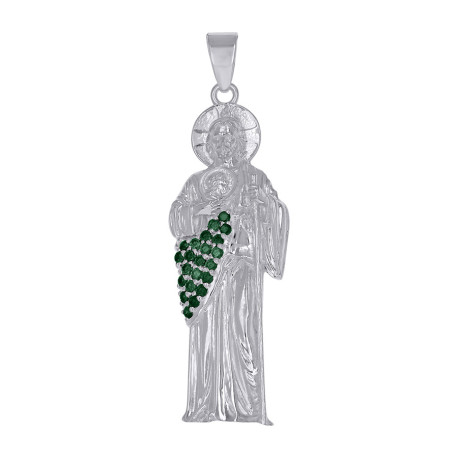 White Sterling & 14 Karat St Jude Green cz Pendant Length: 52
Gender: