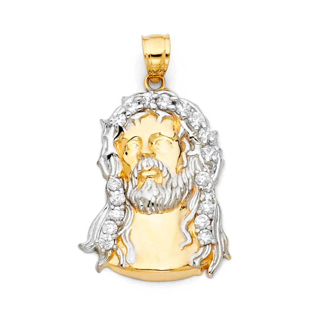 14 Karat Jesus Christ Head Charm Length 33.5 Color: Two-Tone
Gender: