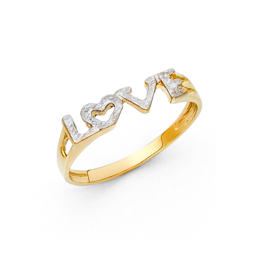 Lady's Three-Tone 14 Karat Love Fashion Ring Length 4.07
