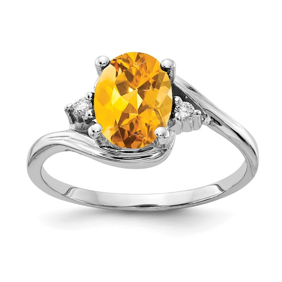 Lady's White 14 Karat Fashion Ring Length 8.36 2 = 0.03tw Round Diamon