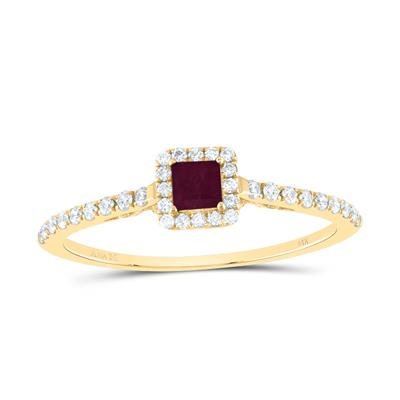 Lady's Yellow 14 Karat Fashion Ring one Square Cushion Ruby
.20 ctw r