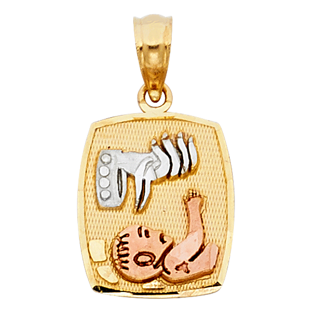 Yellow 14 Karat Bautizo square  Pendant
Length: 12
