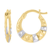 Lady's Two-Tone 10 Karat Turkish Hoop  Earrings Length 17.6