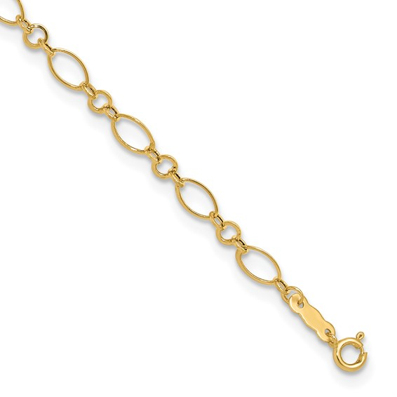 Lady's Anklet Yellow 14 Karat Bracelet Length:  9"+1"