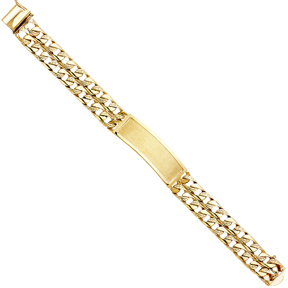 Gent's Yellow 14 Karat 2L Nugget curb link F-ID Bracelet Length: 8.5"