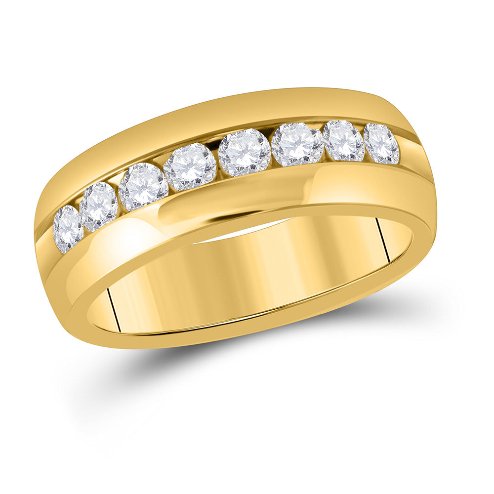 14kt Yellow Gold Mens Round Diamond Wedding Band Ring 1 Cttw
