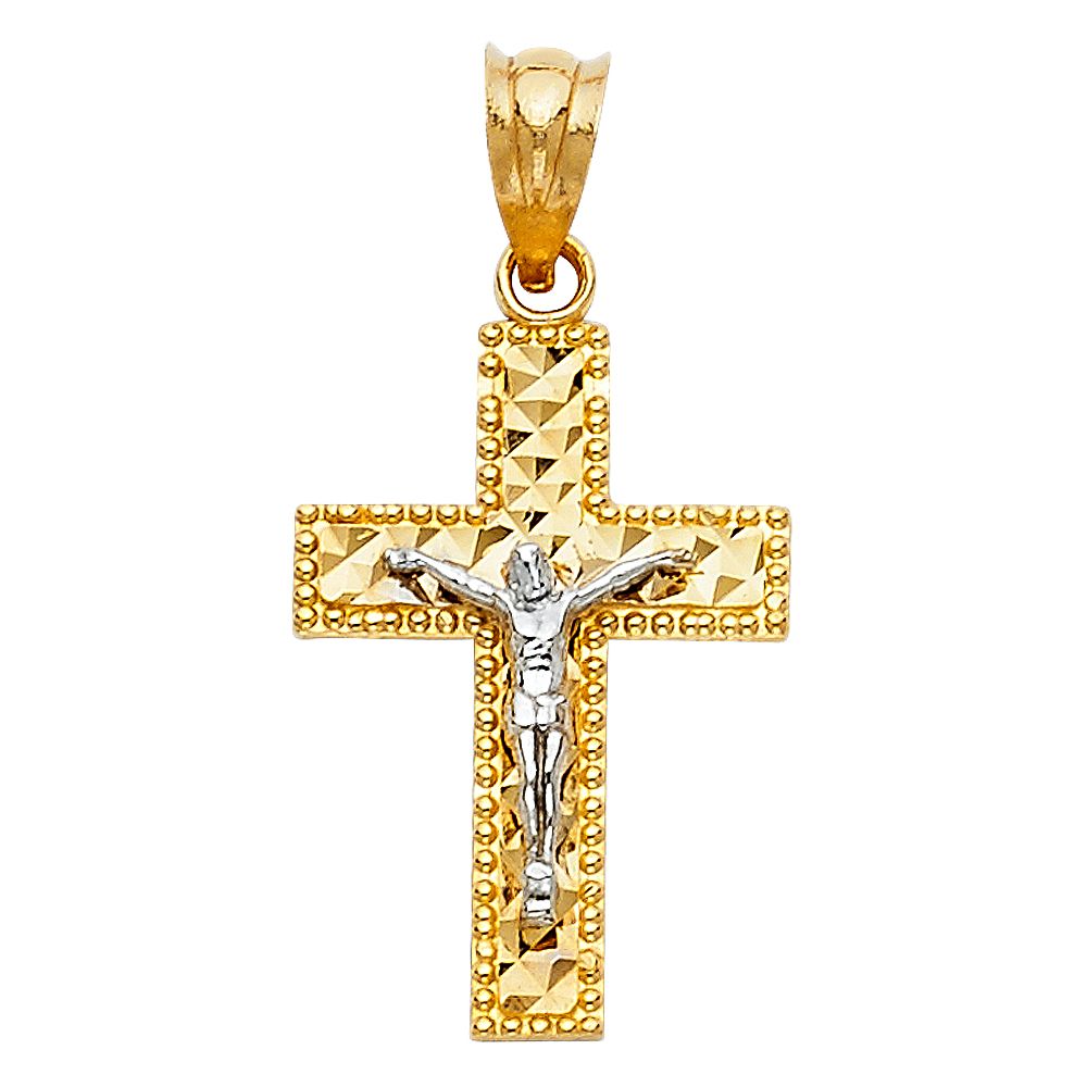 14K 2T Jesus Crucifix Cross Religious Pendant
